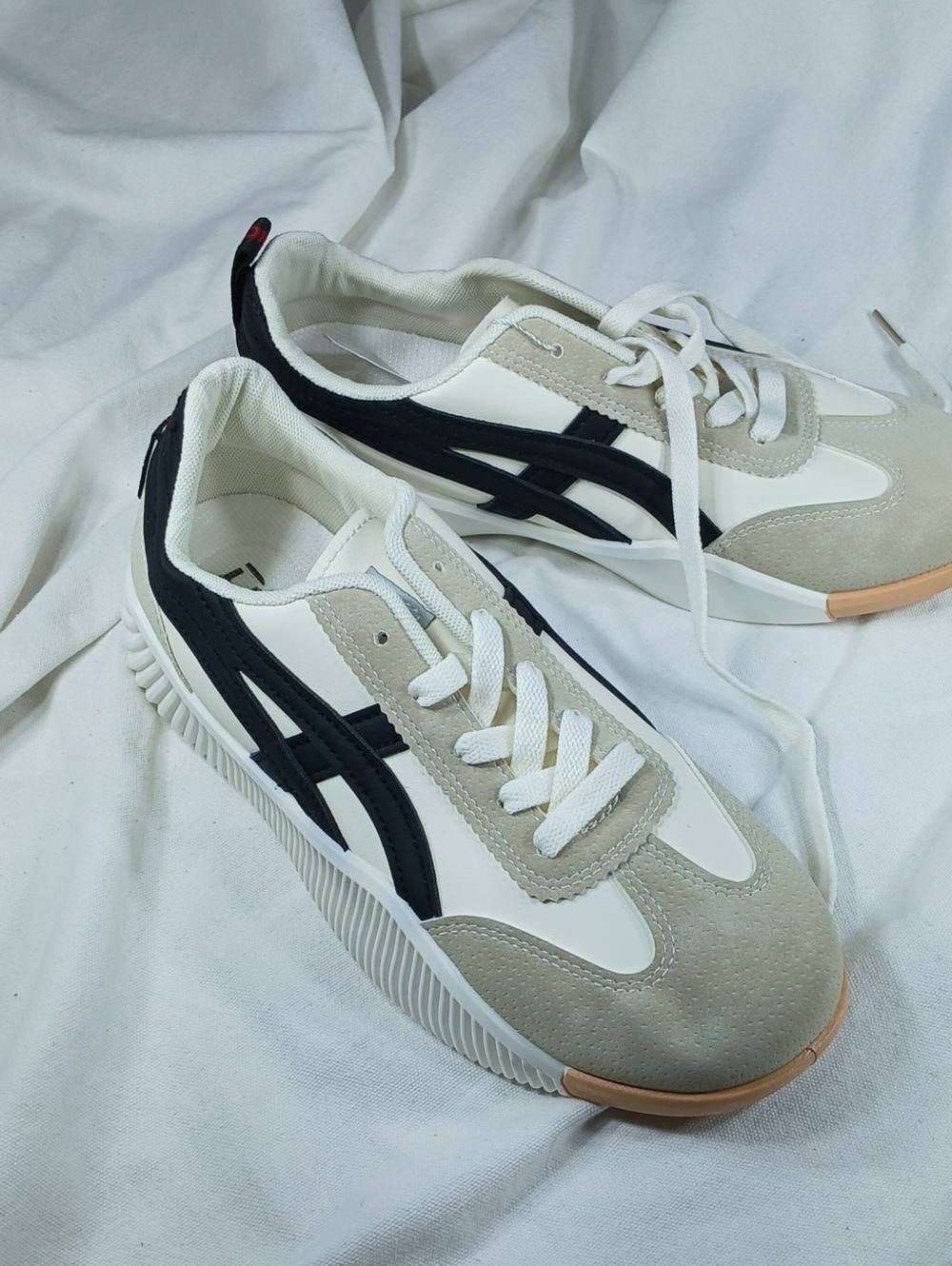 De Florance NEW Men's White & Black Low-Top Retro Sneakers